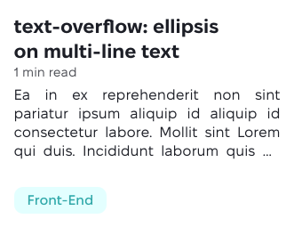 Screenshot of a card element in which a paragraph is cut off at the end of the 4th line with an ellipsis.